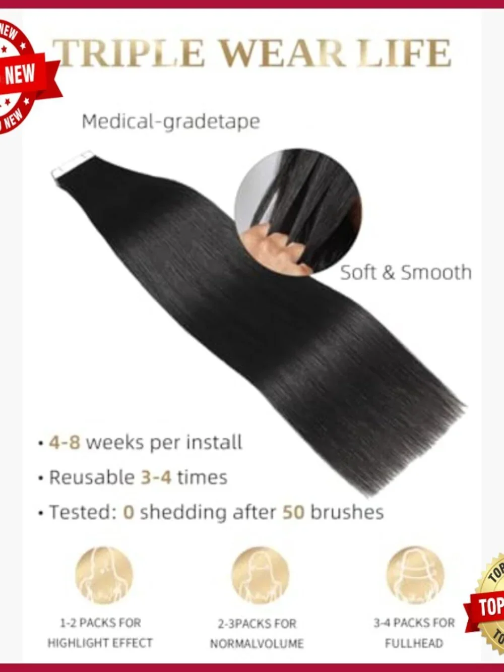 Real Human Hair Tape Extensions 22 Inches 20 Pieces Seamless Double Sided